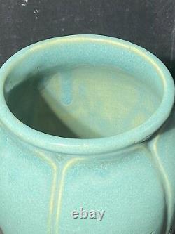 Vintage Arts & Crafts Style Zanesville Stoneware Co. #837 Gloss Aqua Vase