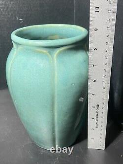 Vintage Arts & Crafts Style Zanesville Stoneware Co. #837 Gloss Aqua Vase