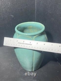 Vintage Arts & Crafts Style Zanesville Stoneware Co. #837 Gloss Aqua Vase