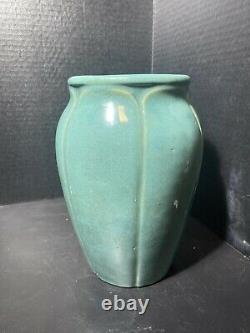 Vintage Arts & Crafts Style Zanesville Stoneware Co. #837 Gloss Aqua Vase