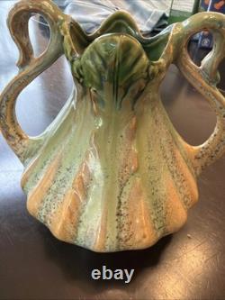 Vintage Arts & Crafts Thulin Belgium Studio Art Pottery Vase Green And Brown