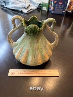 Vintage Arts & Crafts Thulin Belgium Studio Art Pottery Vase Green And Brown