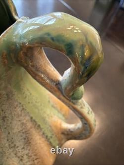 Vintage Arts & Crafts Thulin Belgium Studio Art Pottery Vase Green And Brown