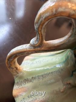 Vintage Arts & Crafts Thulin Belgium Studio Art Pottery Vase Green And Brown