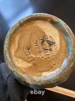 Vintage Arts & Crafts Thulin Belgium Studio Art Pottery Vase Green And Brown