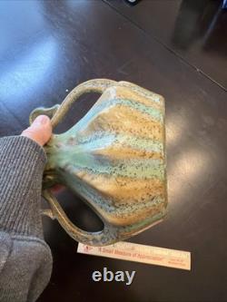 Vintage Arts & Crafts Thulin Belgium Studio Art Pottery Vase Green And Brown