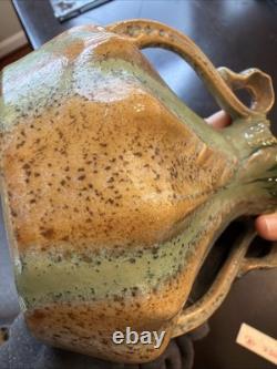 Vintage Arts & Crafts Thulin Belgium Studio Art Pottery Vase Green And Brown