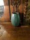 Vintage Arts & Crafts Zanesville Pottery Stylized Flower Vase Matte Green Finish