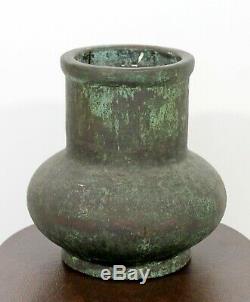 Vintage Arts and Crafts Green Bronze Copper Glaze Pottery Signed Clewell