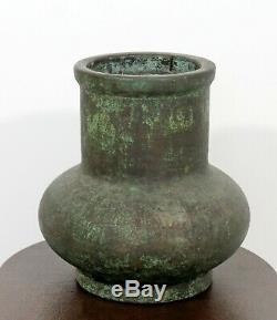 Vintage Arts and Crafts Green Bronze Copper Glaze Pottery Signed Clewell