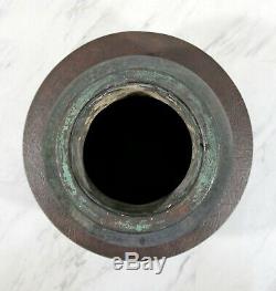 Vintage Arts and Crafts Green Bronze Copper Glaze Pottery Signed Clewell