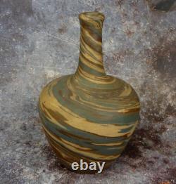 Vintage Blue Brown Swirl Arts & Crafts Pottery Vase 8 Niloak Evans Gordy