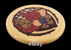 Vintage California Faience Cuenca Arts & Crafts Pottery Tile Trivet Fruit Basket