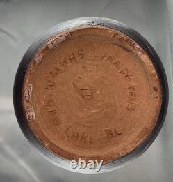 Vintage Canadian Pottery Vase, Sgraffito Leaves, 8.5 H, Vancouver Island