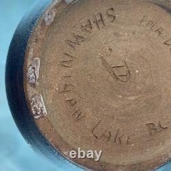 Vintage Canadian Pottery Vase, Sgraffito Leaves, 8.5 H, Vancouver Island