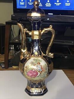 Vintage Cobalt Huge Blue & Gold Fragonard Ewer Limoges PRC