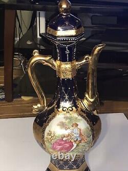 Vintage Cobalt Huge Blue & Gold Fragonard Ewer Limoges PRC