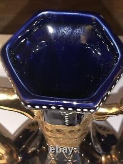 Vintage Cobalt Huge Blue & Gold Fragonard Ewer Limoges PRC