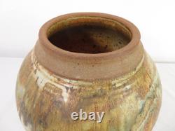 Vintage EUGENE JOHNSON 12 STUDIO ART POTTERY Stoneware PLANTER POT / VASE MCM