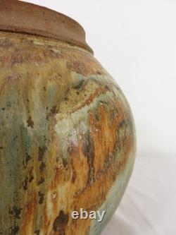 Vintage EUGENE JOHNSON 12 STUDIO ART POTTERY Stoneware PLANTER POT / VASE MCM