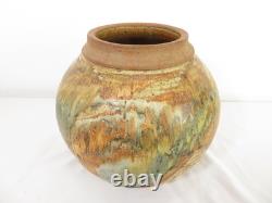 Vintage EUGENE JOHNSON 12 STUDIO ART POTTERY Stoneware PLANTER POT / VASE MCM