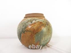 Vintage EUGENE JOHNSON 12 STUDIO ART POTTERY Stoneware PLANTER POT / VASE MCM