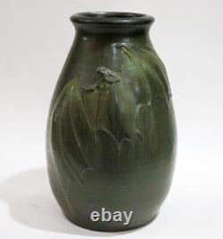 Vintage Ephraim Faience Pottery FIRST BAT VASE Matte Green Arts & Crafts