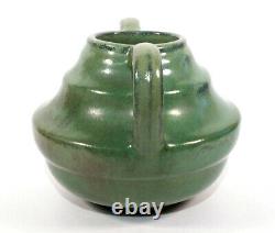 Vintage Fulper American Arts & Crafts Pottery Stepped Vase Green Glaze Handles