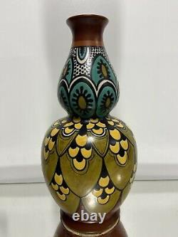 Vintage Gouda Holland Art Pottery Large Flower Vase 12 1/2 Arts & Crafts