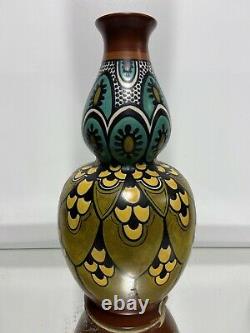 Vintage Gouda Holland Art Pottery Large Flower Vase 12 1/2 Arts & Crafts