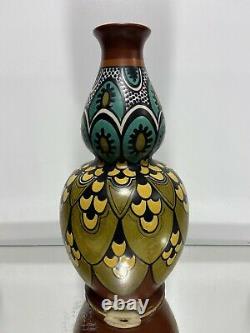 Vintage Gouda Holland Art Pottery Large Flower Vase 12 1/2 Arts & Crafts