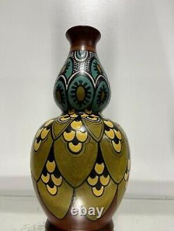 Vintage Gouda Holland Art Pottery Large Flower Vase 12 1/2 Arts & Crafts