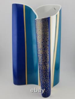 Vintage Large Barbara Brenner Porcelain Vase Blue Spirit for Rosenthal. 10 Inch