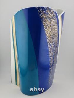 Vintage Large Barbara Brenner Porcelain Vase Blue Spirit for Rosenthal. 10 Inch