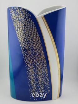 Vintage Large Barbara Brenner Porcelain Vase Blue Spirit for Rosenthal. 10 Inch
