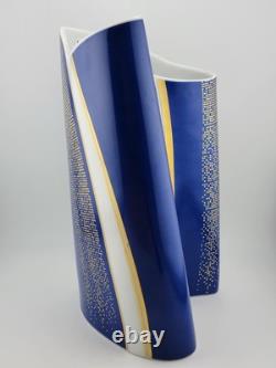 Vintage Large Barbara Brenner Porcelain Vase Blue Spirit for Rosenthal. 10 Inch