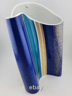 Vintage Large Barbara Brenner Porcelain Vase Blue Spirit for Rosenthal. 10 Inch