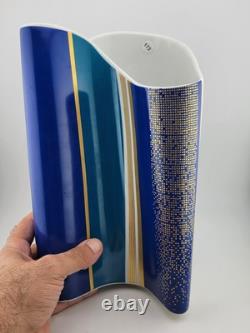 Vintage Large Barbara Brenner Porcelain Vase Blue Spirit for Rosenthal. 10 Inch