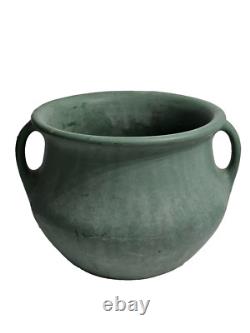 Vintage Large Jardiniere Matte Green 2 Looped Handles Pottery Arts & Crafts 10t