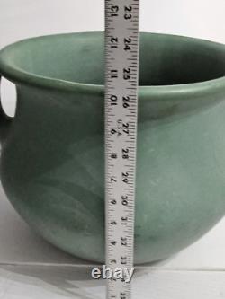 Vintage Large Jardiniere Matte Green 2 Looped Handles Pottery Arts & Crafts 10t