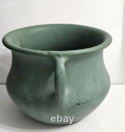 Vintage Large Jardiniere Matte Green 2 Looped Handles Pottery Arts & Crafts 10t