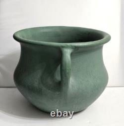 Vintage Large Jardiniere Matte Green 2 Looped Handles Pottery Arts & Crafts 10t