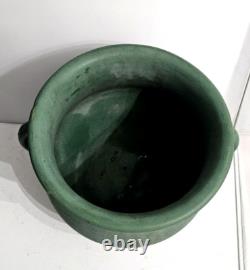Vintage Large Jardiniere Matte Green 2 Looped Handles Pottery Arts & Crafts 10t
