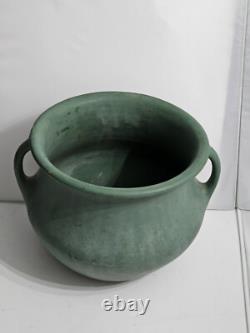Vintage Large Jardiniere Matte Green 2 Looped Handles Pottery Arts & Crafts 10t