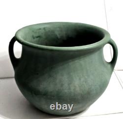 Vintage Large Jardiniere Matte Green 2 Looped Handles Pottery Arts & Crafts 10t