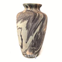Vintage Marbled Art Pottery Vase Swirl Glaze Arts Crafts Studio Style