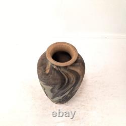 Vintage Marbled Art Pottery Vase Swirl Glaze Arts Crafts Studio Style