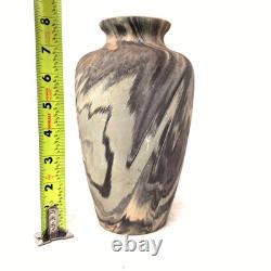 Vintage Marbled Art Pottery Vase Swirl Glaze Arts Crafts Studio Style