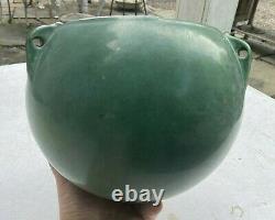 Vintage Matte Green Mission Arts & Crafts Hanging Art Pottery Planter Vase