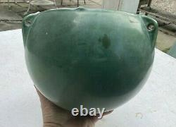 Vintage Matte Green Mission Arts & Crafts Hanging Art Pottery Planter Vase